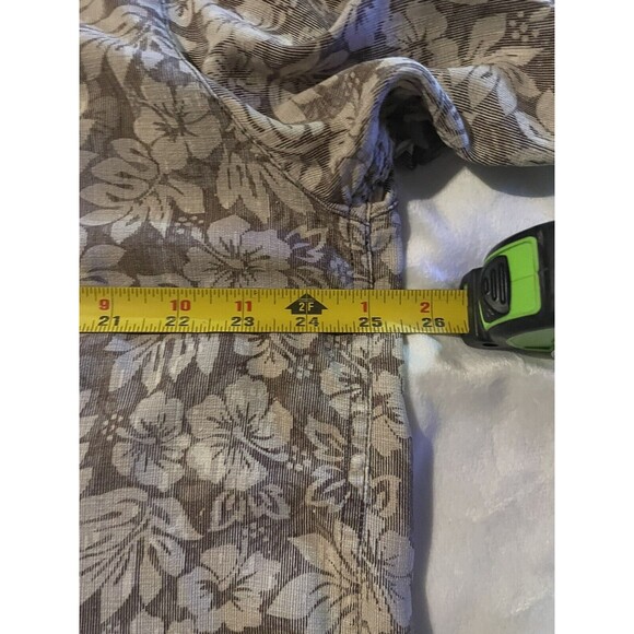 Haggar Shirt Mens XXL Brown 100% Silk Floral Hawaiian Button Up Short Sleeve - Picture 5 of 6